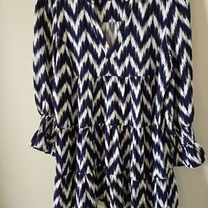 2X Womens navy & white dress